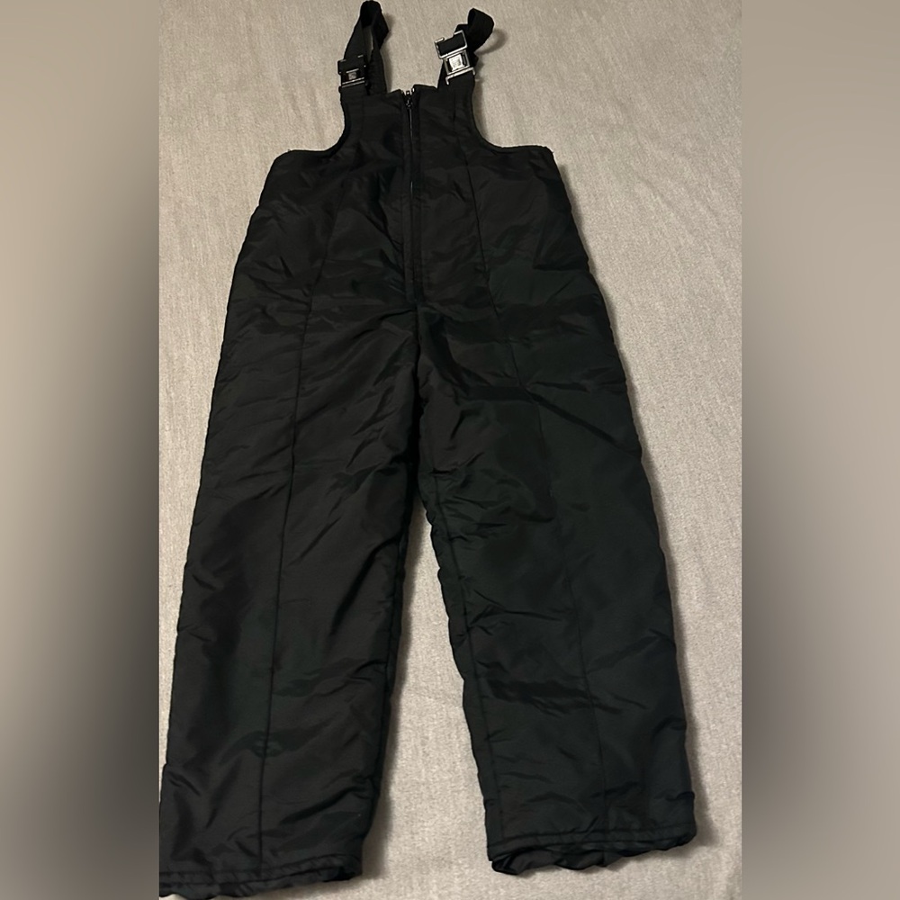 Kids Black Insulated Snow Bibs